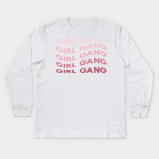 Girl Gang Pink Wavy Ombre Sans Serif Kids Long Sleeve T-Shirt